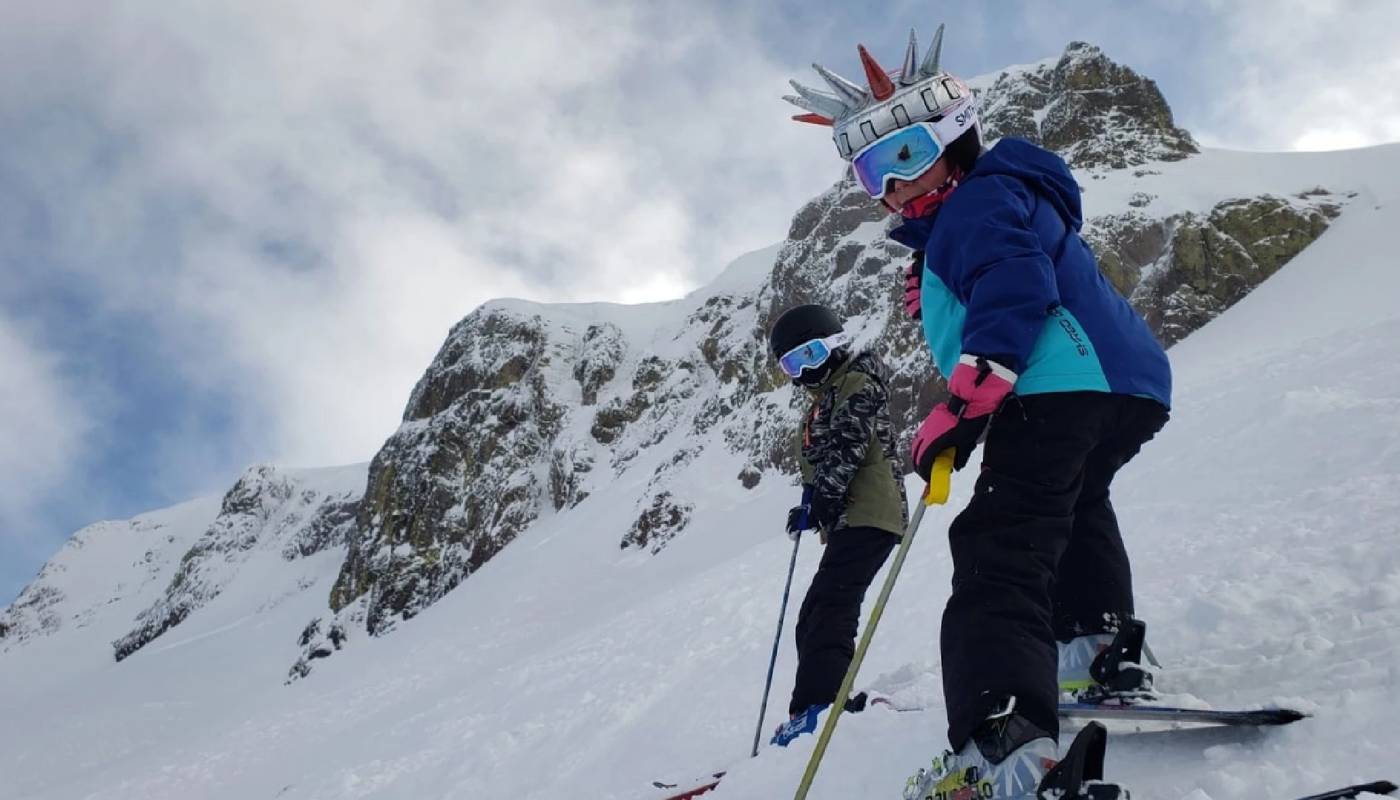 Two young skiers on the slopes